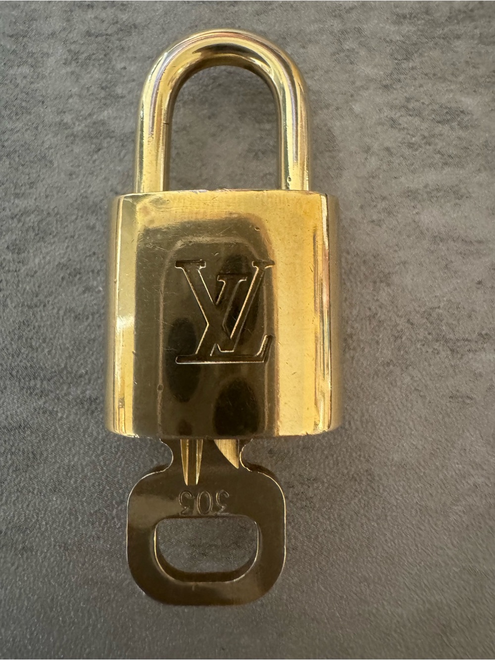 Louis Vuitton Gold Tone Padlock and Key Set #303